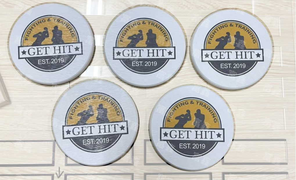 客製彩印珪藻土/矽藻土吸水杯墊 -(參考樣式-GET HIT BOXING)