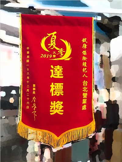 參考樣式-絨布錦旗(錠嵂達標獎絨布錦旗)