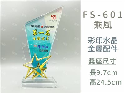 FS-601乘風彩印水晶獎座