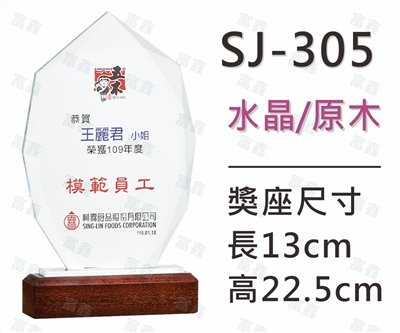 SJ-305水晶木質獎座