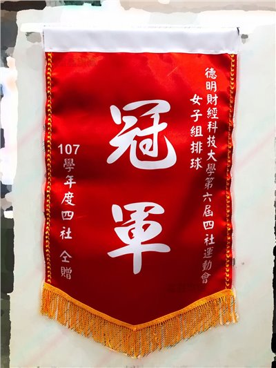參考樣式-亮面緞布小號錦旗(德明科大運動會)